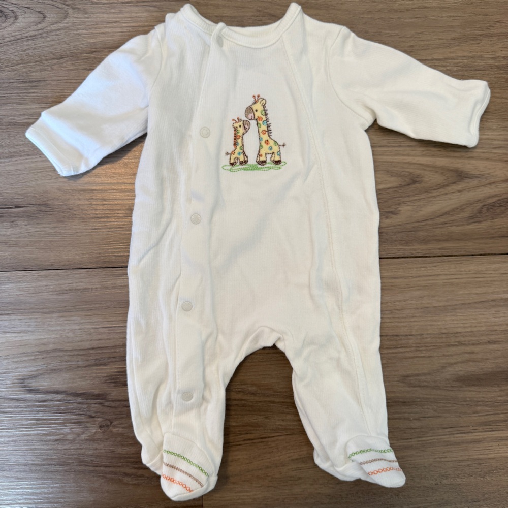 Little Me White Baby One Piece with Giraffe Design size Newborn